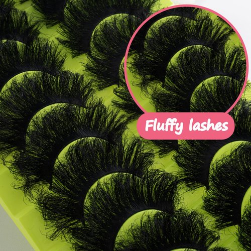 Mink Lashes Fluffy 20mm Stirps Lash Volume False Eyelashes 10 Pairs 8D Cat Eye Lashes D Curl Dramatic Soft Eyelash 25mm Big Long Lash Strips Lashes Pack That Look Like Extensions (B16-Fluffy Lashes)