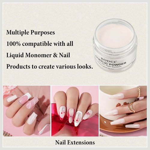 Eodci Acrylic Powder - Cover Pink 56g | Professional Nail Extension & Carving, Long-Lasting, No Lamp Needed