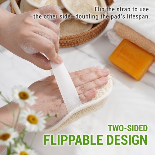 Herbvian Vietnamese Natural Loofah Exfoliating Body Scrubber Pads, 100% Plant-Based Shower Luffa Sponge, Bath Loofah for Women Men (Pack of 3)