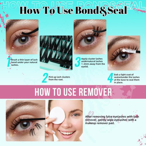 Lash Clusters Kit Flora 144PCS Eyelash Extension Kit with Lash Bond and Seal,Eyelash Glue Remover and Applicator,Natural Lashes Premium Wide Stem Eyelashes Cluster Kit(Violet,D-Mix8-18mm)
