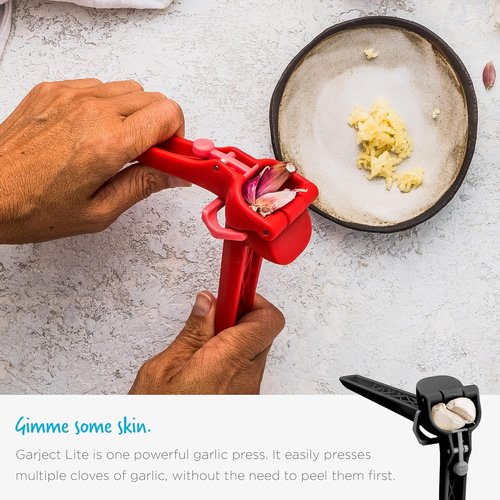 Dreamfarm Garject Lite Garlic Peeler & Press - 2-In-1 Mincer with Ejector | Red Nylon Design