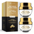 Clear Beauty 24K Gold & Collagen Face Moisturizer - Dermatologist Tested, Anti Aging, Korean Skin Care - Hydrates, Firms, Smooths For Youthful Skin - Vegan, Clean Beauty - Duo Pack