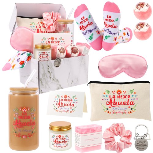 Kolewo4ever 12 Pieces Spanish Grandma Gifts Mothers Day Gifts Birthday Gift for Grandmom from Granddaughter Grandson,Best Grandma Gift for Gigi Grandmother