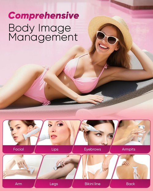 Shaver for Woman for Face, IPX7 Waterproof,White,3 in 1 Bikini Trimmer for Women, Electric Razors for Women with Display, Painless Bikini Trimmer, USB Charging, Electric Shaver for Woman