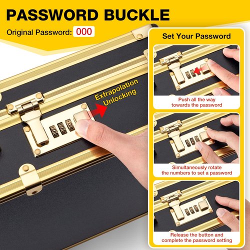 Noverlife Upgraded Large Barber Travel Briefcase, 22x11x5in Portable Barber Carrying Suitcase Salon Case with Code Lock, Gold Barbershop Travel Case Hairdresser Tool Storage Organizer Box for Clipper