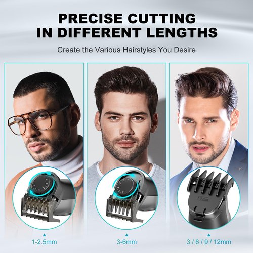 Beard Trimmer for Men - 14 in 1 Professional Mens Grooming Kits, Hair Clippers with Dual-Speed Motor for Beard Head Body Face Nose Ear Mustache Trimmer IPX7 Level LED Display 210 Min Electric Razor
