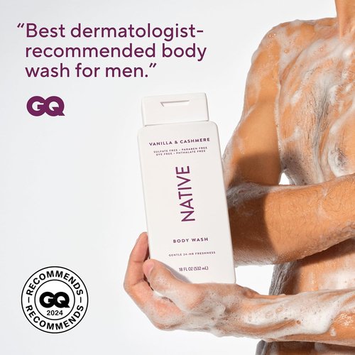 Native Body Wash - Naturally Derived Ingredients for Soft, Hydrated Skin | Vanilla & Cashmere, 18 oz