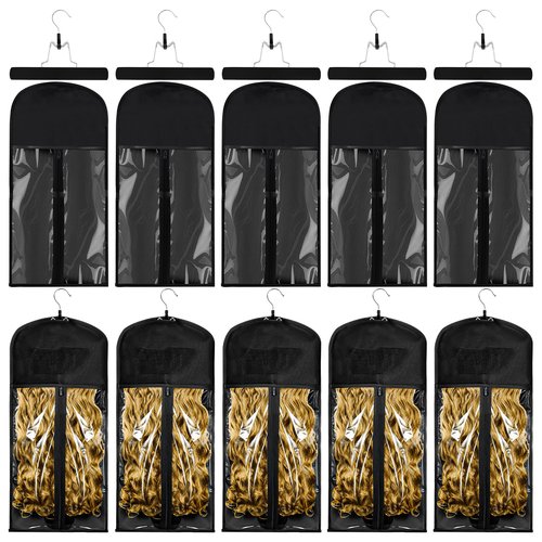 VARIPOWDER 10pcs Wig Storage Bags with Hanger Hair Extensions Storage for Multiple Wigs, Dust-Proof Wigs Bag with Strong Holder Home Travel Closet Wigs & Accessories