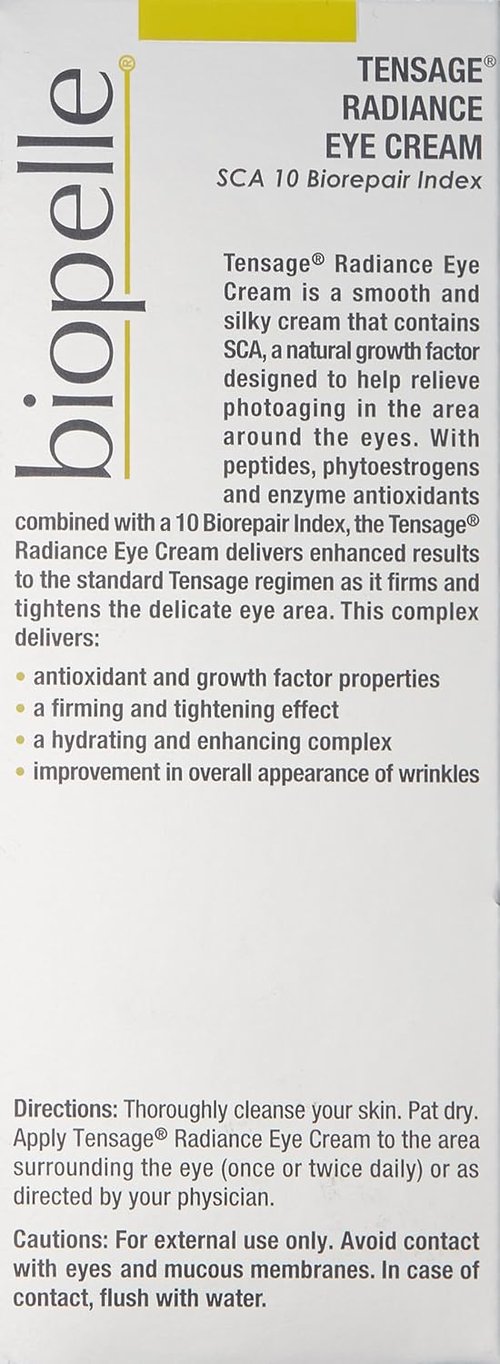 Biopelle Tensage Eye Cream - Radiance Boosting Formula with SCA 10 Biorepair Index | 0.52 Oz