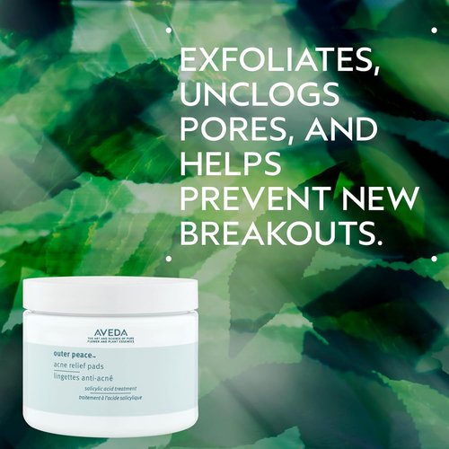 Aveda Outer Peace Acne Relief Pads - Salicylic Acid Exfoliation & Pore Unclogging | 50 Count