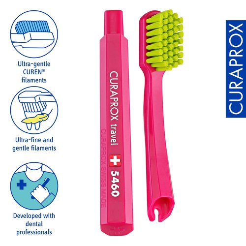 Curaprox CS 5460 Toothbrush Heads – for Travel Set | Ultra Soft Plaque Removal |Orange-Yellow| Refill Duo-Pack