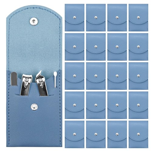20 Sets Manicure Set Bulk, Nail Clippers Kit Stainless Steel Fingernail Clippers Set, Sturdy Nail Tip Cutter Trimmers Professional Grooming Toenail Clippers Personal Pedicure Kits Gift (Blue 4 in 1)