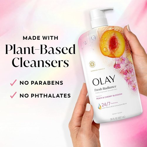 Olay Body Wash - Fresh Radiance Formula with Vitamin B3 & Antioxidants | 29 fl oz, Peach & Cherry Blossom Scent