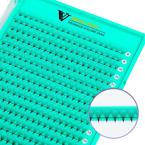 VAVALASH Premade Fans, Eyelash Extensions 10D/14D/16D/20D, 0.05/0.07 Thickness, C/D Curl, Middle Stem Volume Lash Extensions, 320 Fans, 10D, 0.05, D, 8-15mm