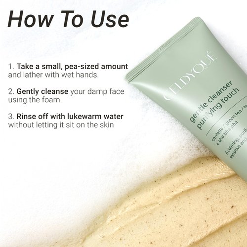 CELDYQUE Gentle Cleanser Purifying Touch – Centella, Tea Tree & Green Tea | AHA BHA PHA Exfoliating Face Wash for Sensitive, Acne-Prone Skin | Calming, Pore Purifying Korean Cleansing Foam, 5.07 fl oz