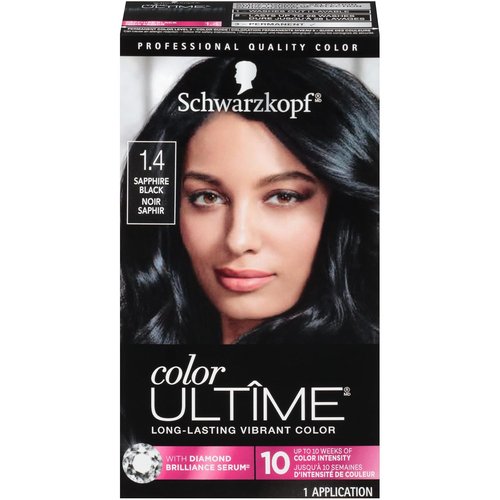 Schwarzkopf Color Ultime Hair Dye - 1.4 Sapphire Black, Permanent & Fade-Resistant, Covers Grays