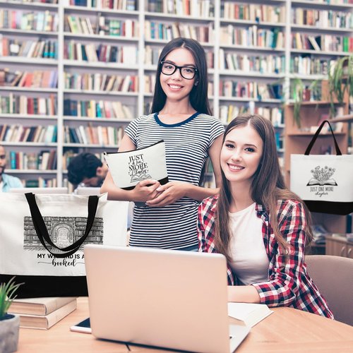 Locmeo 12 Pcs Book Lovers Gifts Book Club Tote Bag Reading Quote Makeup Reusable Cosmetic Bag with Metal Zipper Bookish Librarian Appreciation Gifts for Women Bookworm Teacher Student
