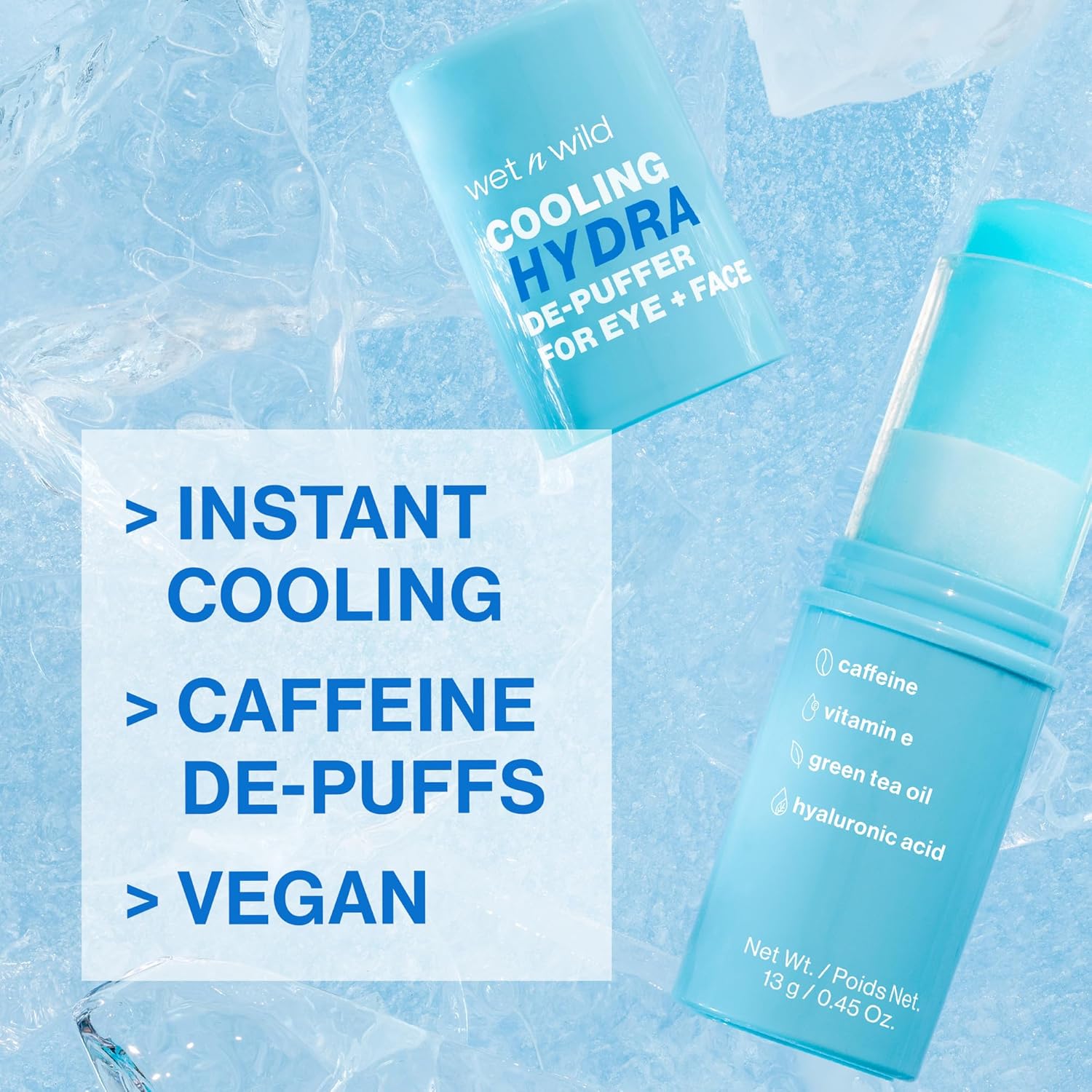 Wet n Wild Cooling Hydra De-Puffer - Soothing Face Primer Stick with Vitamin E & Caffeine | Vegan & Cruelty-Free (Pack of 2)