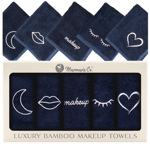 Marmaris Co. Luxury Makeup Washcloths for Face, 5-Pack Makeup Towels Face Washcloth, Viscose from Bamboo & Cotton