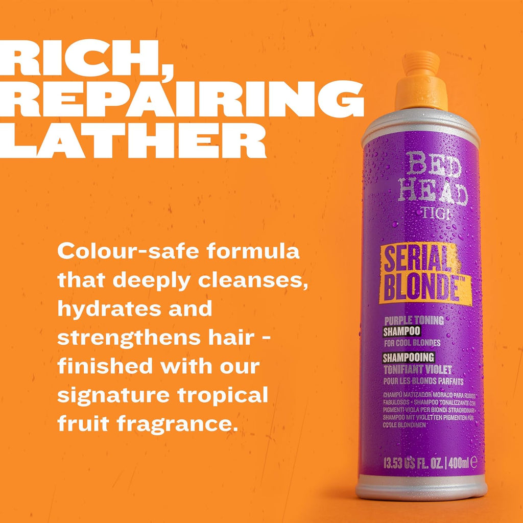 TIGI Bed Head Serial Blonde Shampoo - Restores Damaged Blonde Hair with Hydrolyzed Keratin | 20.29 fl oz