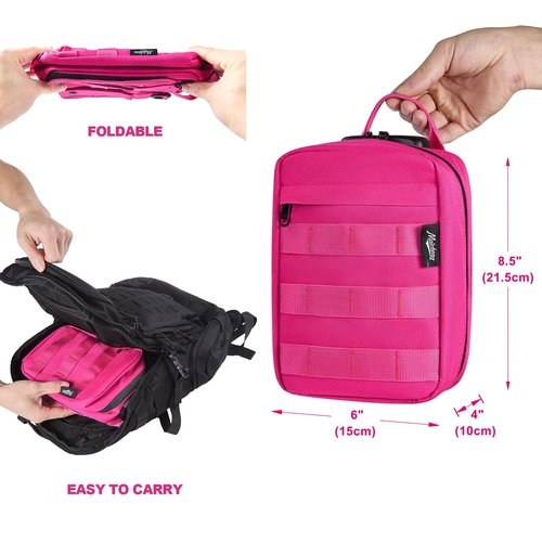 MAICHENG Small Storage Bag with Combination Lock, Travel Medicine Lock Box, Carbon Lined Tactical EDC Molle Bag Pouch, Money Cosmetic Organizer, Gifts for Women