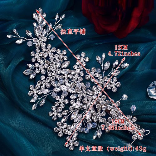 ULAPAN 2 Pack Bride Wedding Headband, Rhinestone Bridal Bridesmaid Hair Clips Accessories, Party Hair Accessories Headpieces for Women（Silver）