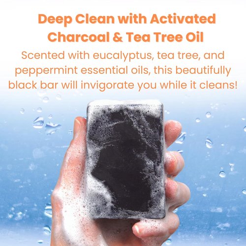 Real American Soap | Activated Charcoal & Tea Tree Oil Bar Soap (3 Pack) - Moisturizing, Long-Lasting Formula