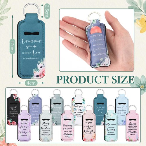 Marsui 36 Pcs Christian Gifts for Women Mother's Day Church, 12 Set Christian Makeup Bags Bible Verse Compact Makeup Mirrors Lipstick Lip Balm Holder Bulk Bible Study Supplies Religious Baptism Gifts