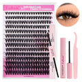 FADLASH Lash Clusters Kit Individual Natural Eyelash Extensions with Lash Bond and Seal Lash Glue Remover and Eyelash Tweezers for Beginners DIY at Home (40D-0.07D, 8-16mm, Kit)