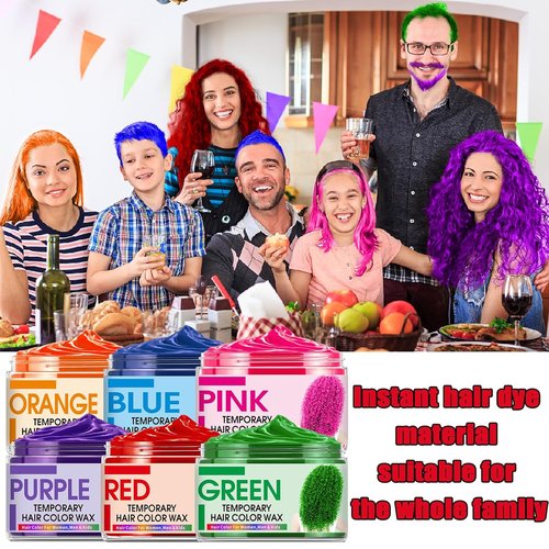 Skiennix Temporary Hair Color Wax - 6 Vibrant Colors for Instant DIY Hair Transformation | Perfect for All Ages