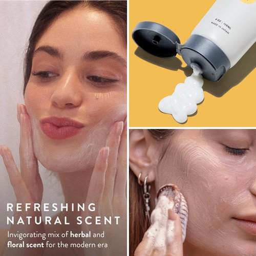 GOSHI Super Vitamin Face Wash for All Skin Types 4 oz - Infused with Vitamin E, Cold-Pressed Sesame Oil, Macadamia and More Plant Extracts - Made in Japan