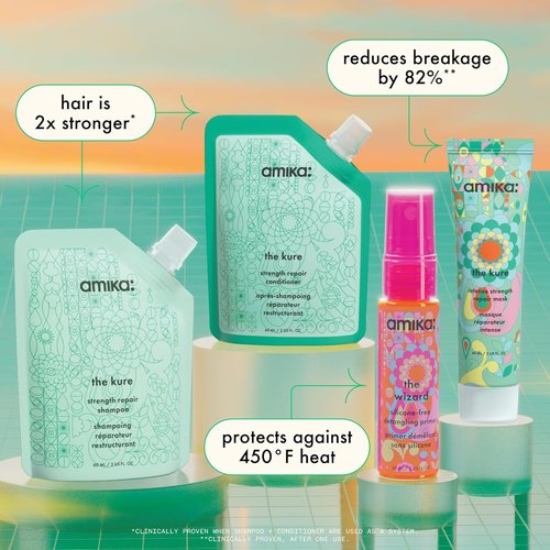 Amika Rescue Team Hair Routine Trial Set - Nourishing Shampoo, Conditioner & Treatment | Travel Size