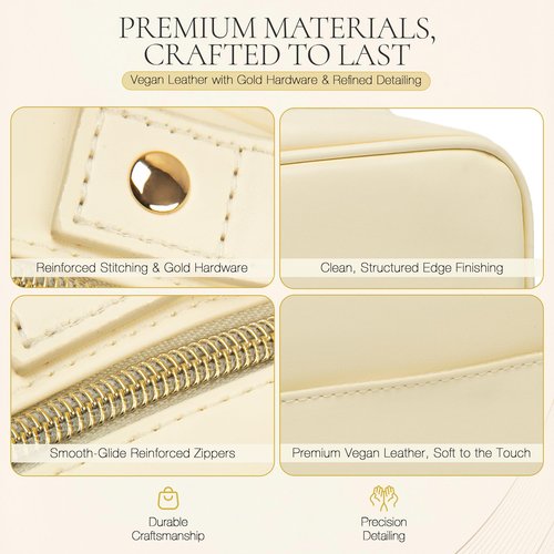 OPEAL Travel Makeup Bag – Elegant Waterproof Modular Cosmetic Organizer for Women with Adjustable Compartments, Premium Toiletry Case for Carry-On & Daily Essentials, Cream