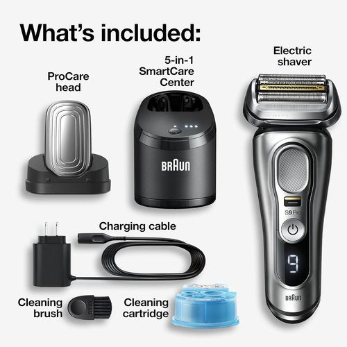 Braun Series 9 Pro 9487cc Electric Razor - Wet & Dry Rechargeable Shaver with Clean & Charge Station