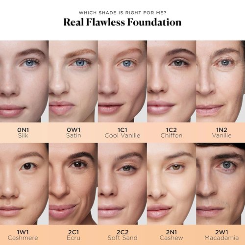 Real Flawless Waterproof Foundation - Medium Buildable Coverage, 12 HR Wear, 1oz