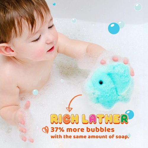 Spongentle Baby Bath Sponge Gift Set - Animal Kingdom Sponge 3 Pack - Bath Essentials for Baby Boys Girls Infants, Gifts for Newborn and Kids, Must Have Toy Accessories for Bathing