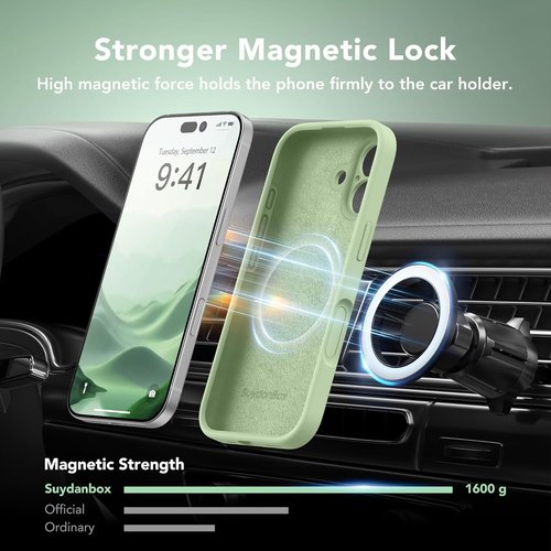 Skiennix Magnetic iPhone 17 Case - Shockproof Silicone with Full Camera Protection | Matcha Color