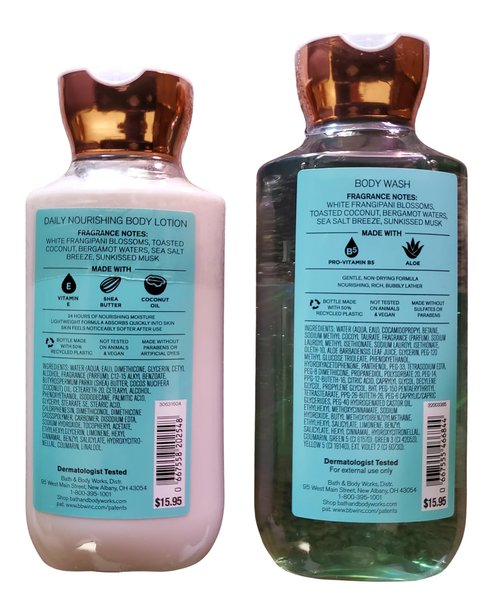 Bath & Body Works At The Beach Body Lotion and Body Gel Wash 2 Piece Set