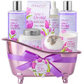 Spa Gift Basket, Mother's Day Gift for Mom - 8 Pcs Tulip scents Bath & Body Gift Set for Women, Spa Gift Kit, Birthday Gifts, Self Care, Pampering Gifts for Her, All Occasion Holiday Present