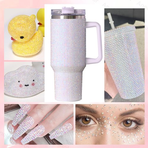12000Pcs Clear AB Rhinestones for Bedazzling Kit, 2/3/4/5/6mm Mix Sizes Jelly Bedazzling Resin Gems, Gems Bedazzling for Crafting, Flatback Rhinestones for Craft DIY Face Makeup Crafts Tumblers