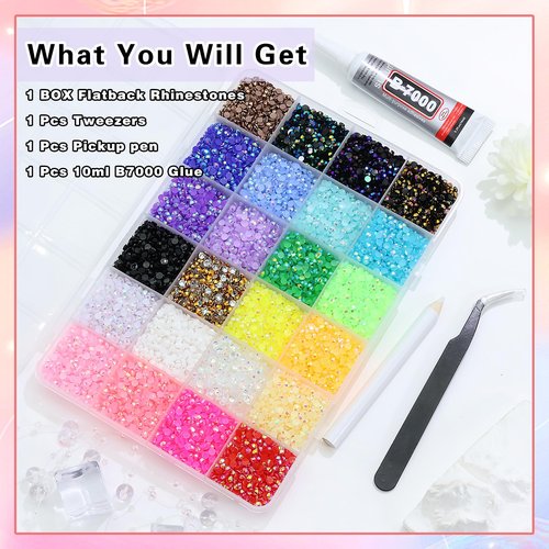 RODAKY Resin Jelly Rhinestones for Crafting Bedazzling,24 Color Rhinestones for Nails Art,3MM Nail Rhinestone and Gems,Nail Diamond Flatback Gems Crystals Charms for Nail Design DIY Makeup Decor