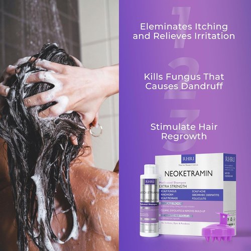 Skiennix Anti-Fungal Shampoo - Medicated Formula for Dandruff, Folliculitis & Dry Scalp | No Parabens or Sulfates | Includes Scrubber Brush