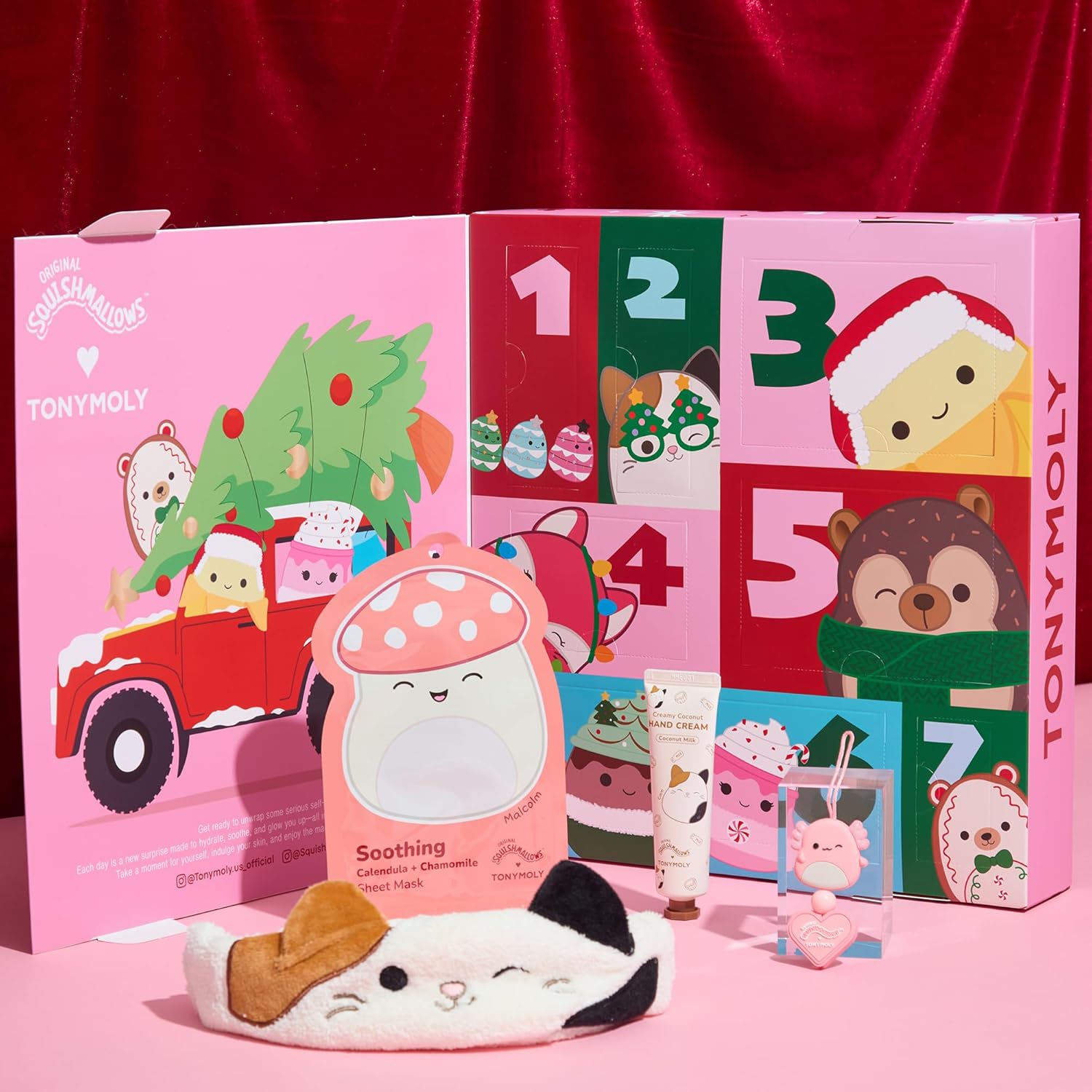 TONYMOLY x Squishmallows Advent Calendar 2025 - 7-Day Skincare Set with Hand Cream, Lip Gloss & Sheet Masks