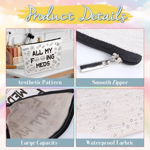 Luvsweets Med Makeup Bag Gifts - Funny Medicine Travel Cosmetic Bag with Zipper, Meds Pouch Purse Gifts for Nurse Practitioner Medicine Physician Assistants Doctor Patient, Get Well Soon Presents