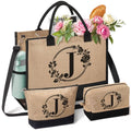 Personalized Gifts for Women, Initial Jute Tote Bag Beach Bag Makeup Bag, Monogrammed Birthday Gifts Tote Bag for Mom Women Her