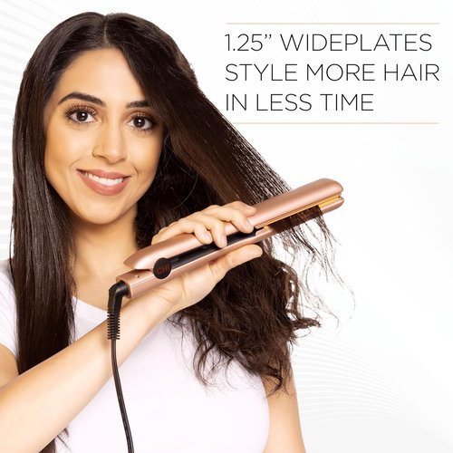 CHI Original Flat Iron Hair Straightener - Ceramic Floating Plates for Smooth Finish | 1.25" Prosecco Please