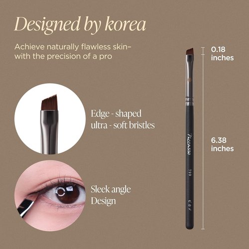 Piccasso 799 Edge Eyeliner Brush - Precision Angled Brush for Gel, Liquid & Cream Eyeliner | Professional Makeup Tool
