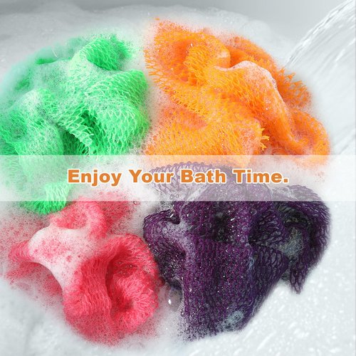 8 Pieces Long African Exfoliating Net Sponge, Multi-Color Authentic African Net Sponge Body Scrubber, African Bath Sponge Net for All Skin Shower Daily Use