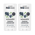 Schmidt's Charcoal & Magnesium Vegan Deodorant - Aluminum-Free, 48-Hour Odor Protection | 2.65 oz, Pack of 2