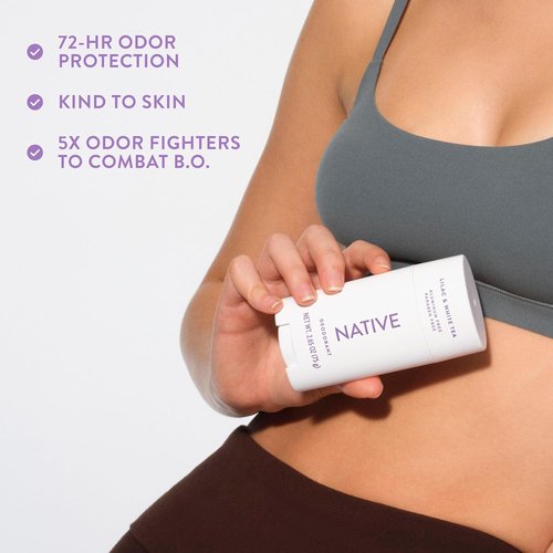 Native Deodorant | Aluminum-Free Odor Control for Men & Women - Lilac & White Tea, 2.65oz